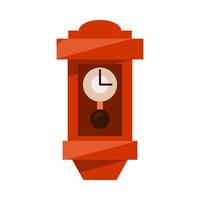 vintage wall clock in flat design style. showing three o' clock. isolated on white background. vector illustration.