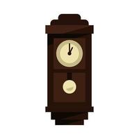 old wall clock in flat design style. showing one o' clock. isolated on white background. vector illustration.