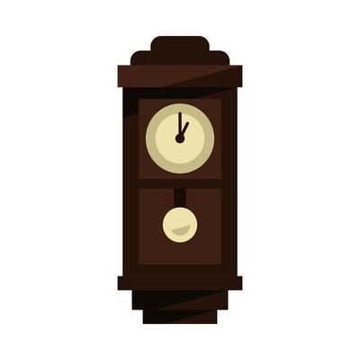 old wall clock in flat design style. showing one o' clock. isolated on white background. vector illustration.