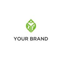 XP monogram with leaf logo design ideas, creative initial letter logo with natural green leaves vector