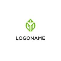 wh monograma con hoja logo diseño ideas, creativo inicial letra logo con natural verde hojas vector