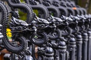 The black dragon decorated on fence and gate photo