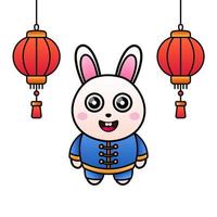2023 Chinese new year. Cute bunny with. Chinese new year ornament decoration vector