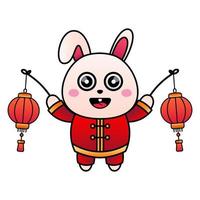 2023 Chinese new year. cute bunny illustration. With the feel of Chinese new year vector