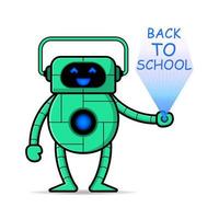 cute robot design takes out hologram for back to school vector