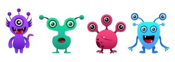 set cute alien colorful vector design mascot