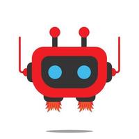 cute red cartoon robots isolated on white background, vector illustration character, T-shirt design, and print for kids.