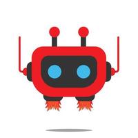 cute red cartoon robots isolated on white background, vector illustration character, T-shirt design, and print for kids.