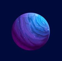 Cartoon fantasy blue violet space planet in galaxy vector