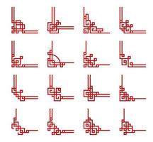 chino rojo marcos esquinas, divisores de suerte nudo vector