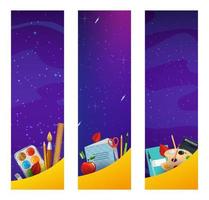 School education banners with galaxy starry space vector