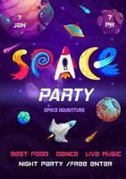 espacio fiesta volantes con galaxia planetas y cohete