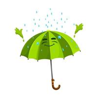 Cartoon green striped umbrella parasol character vector