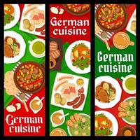 German cuisine banners, Bavarian food dishes meals vector