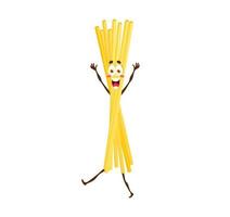 Cartoon bucatini pasta character, vector macaroni