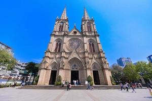 Guangzhou, CHINA - APR 03 2017-Sacred Heart Cathedral. is a Gothic Revival Roman Catholic cathedral in Guangzhou, China photo