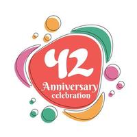 42nd anniversary celebration logo colorful design with bubbles on white background abstract vector illustration