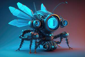 3D mosquito robot for medical glow in the dark background photo