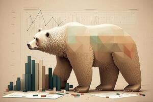 Bear over charts and graphs. photo