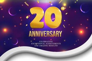 Anniversary celebration golden numbers cover design glowing festive background vector