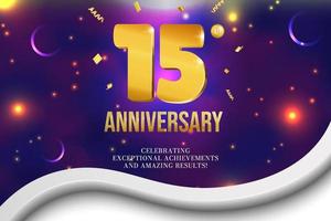 Anniversary celebration golden numbers cover design glowing festive background vector