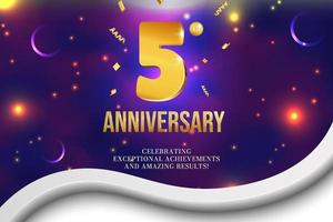 Anniversary celebration golden numbers cover design glowing festive background vector