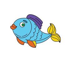 Doodle fish Vector color illustration isolated on a white background