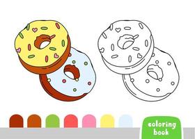 Coloring Book for Kids Donut Page for Books Magazines Vector Illustration Template