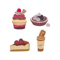 vector illustration of a set of dessert cakes