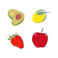 vector illustration of a set of various kinds of fruits