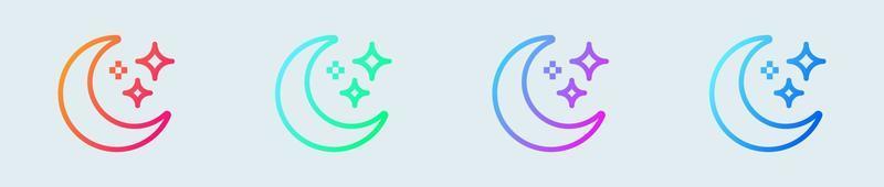 Moon line icon in gradient colors. Crescent signs vector illustration.