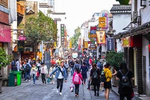 changsha, China - oct 29, 2017-taiping antiguo calle, eso es el famoso sitio entre local y turista en changsha ciudad. foto