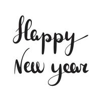 Happy new year square banner. Hand drawn calligraphy. Vector illustration.