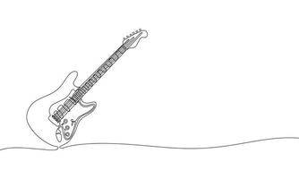 One continuous line of electric guitar. Simple element illustration. Line art vector illustration. Electric guitar outline