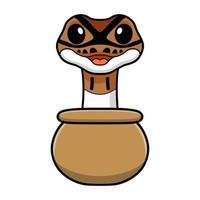 Cute pied ball python cartoon inside the sack vector