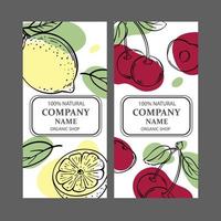 CHERRY AND LEMON Label Templates Vintage Sketch Vector Set