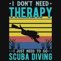 Scuba diving vintages tshirt design vector