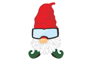 adorabile Natale gnomo utilizzando sciare occhiali png