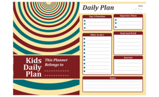 Kids Daily Plan Design With Retro Theme png