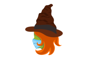 Halloween Witch Head Wearing Medical Mask png