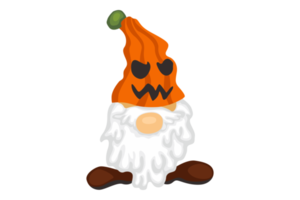 förtjusande halloween gnome bär hatt med pumpa huvud tema png