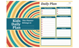 Kids Daily Plan Design With Retro Theme png