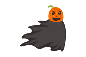 Halloween Pumpkin Headed Monster Wears Black Cloak png