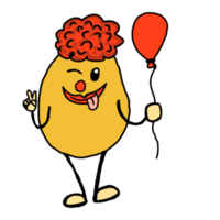 clown potatis innehav en röd ballong png