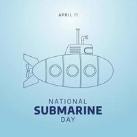 national submarine day. submarine day flat vector illustration. submarine sea illutration with bubble.