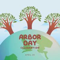 arbor day celebration vector illustration. happy arbor day design template. arbor day vector design with tree and globe.