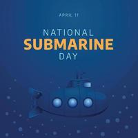 national submarine day. submarine day flat vector illustration. submarine sea illutration with bubble.