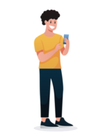 man using smartphone isolated illustration png