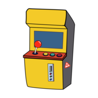 amarillo Clásico arcada juego máquina gabinete con vistoso controladores png