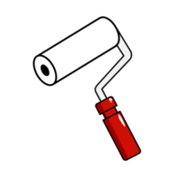 Paint roller with red handle. png